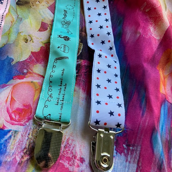 NIP Set 5 Pacifier Teething Ribbon Baby Clips 9”L - Picture 4 of 14